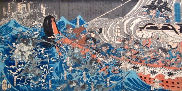 "ממתין לך ארמון מתחת לגלים" - לוחמי בית טאירה, גבירות החצר והקיסר הילד שוקעים במצולות לאחר קרב דאן-נו-אורה