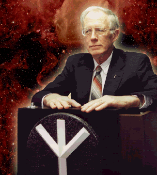 ד"ר ויליאם פירס, מוצג עם הילת קדושה באתר ניאו-נאצי